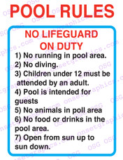 Pool Rules Sign