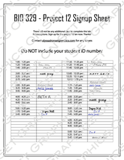 Biology Lab Sign Up Sheet