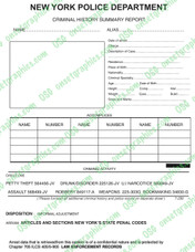 NYPD CRIMINAL HISTORY REPORT