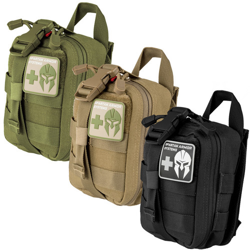 Basic first aid kit available in black, tan, od green for civilians, law enforcement and military