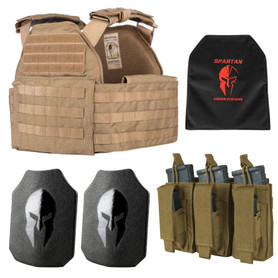 Sentinel Plate Carrier and Spartan AR550 with Triple Mag Pouch and Spall Containment Sleeve