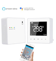 rok Smart Wireless Thermostat Comprises: 1 x rok Smart Thermostat, 1 x rok Smart Thermostat Receiver. Easy to install. Thermostat wirelessly connects to the receiver by the boiler using 868Mhz RF communication. The max open air distance is 200 Metres