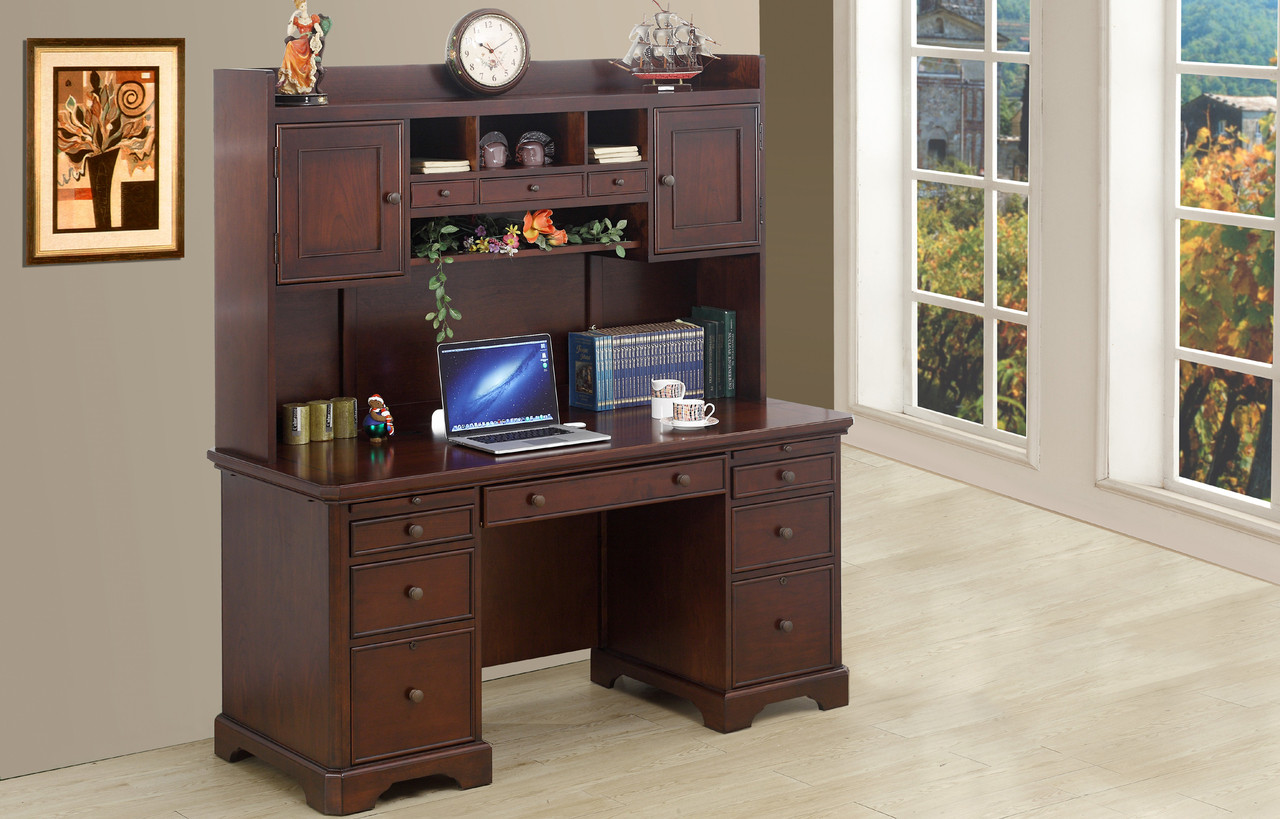 Canyon Ridge 66 Flat Top Desk And Hutch Cherry Slater S Home