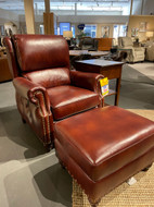 Leather Chair and Ottoman with Nailhead Trim