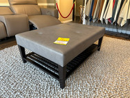 Large Gray Leather Ottoman