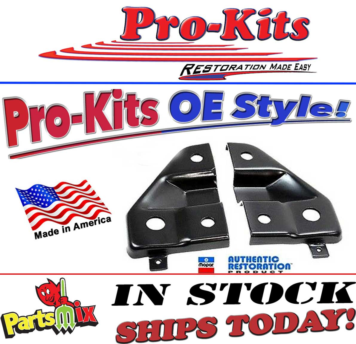 Mopar 7074 Barracuda/Cuda Hood Pin Support Brackets (Pair) Partsmix LLC