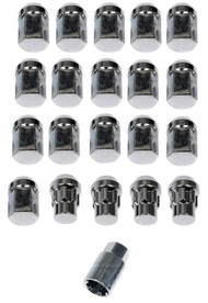 20) Dorman 713-275 Chrome Acorn Wheels Rims Lock Lug Nuts Set Black 1/2" Thread DRM-713-275