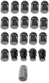 20) Dorman 713-275A Black Acorn Wheels Rims Lock Lug Nuts Set Black 1/2" Thread DRM-713-275A