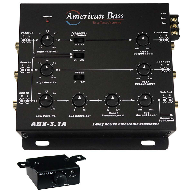 American Bass ABX31A 3 Way Car Electronic Crossover with Remote Level