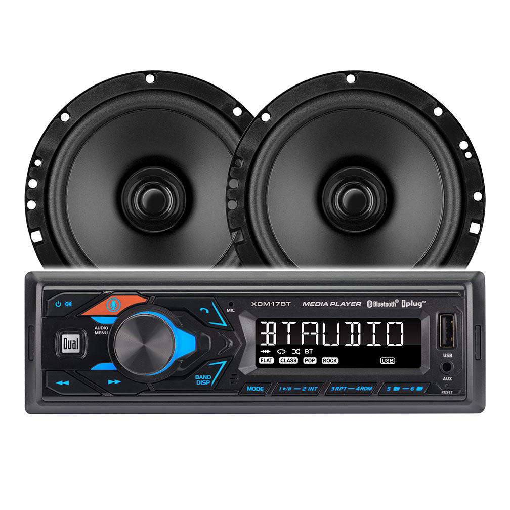Dual Audio XDM17BT Mechless Car Bluetooth Aux USB MP3 Receivier+ 2)6.5"  Speakers