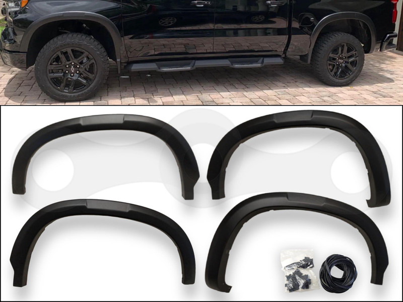 4Pc Chrome Stainless Steel Fender Flare Trim For 2019-2025 Chevy Silverado 1500 – Wheel Well Molding