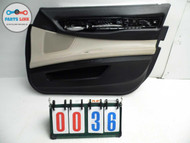 09-15 BMW F02 750 750LI FRONT RIGHT DOOR TRIM PANEL W/ ILLUMINATION TAN BLACK RH BW041516-036