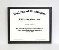 16x20 Diploma Frame - Thin Satin Black (no matting)