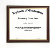 14x18 Diploma Frame - Dark Cherry with Gold Lip (no matting)