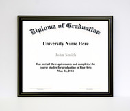 8 1/2x11 Diploma Frame - Black with Gold Lines (no matting)