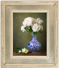 24x30 Silver Finished Corner 3 3/4" Frame With Design Corners