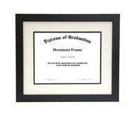 8x10 Matted Diploma Frame - Wide Satin Black - Cream with Black Matting