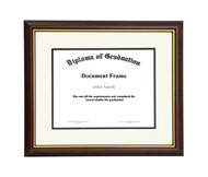 7x9 Matted Diploma Frame - Dark Cherry with Gold Lip - Cream  with Black Matting