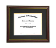10x12 Matted Diploma Frame - Dark Cherry with Gold Lip - Black with Gold Matting