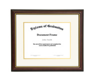 14x18 Matted Diploma Frame - Dark Cherry with Gold Lip - Cream with Gold Matting