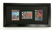 ACEO Picture Frame - fits three ATC prints - thin black wood with black matting (vertical/horizontal/vertical)