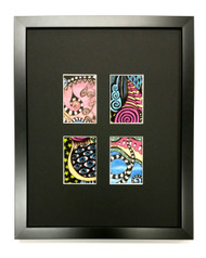 ACEO Picture Frame - fits four ATC prints - thin black wood with black matting