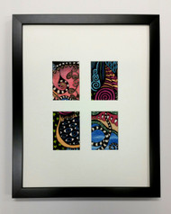 ACEO Picture Frame - fits four ATC prints - thin black wood with white matting