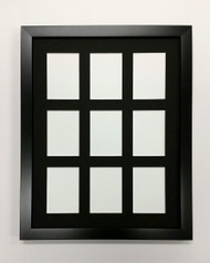 ACEO Picture Frame - fits nine ATC prints - thin black wood with black matting