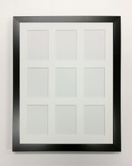 ACEO Picture Frame - fits nine ATC prints - thin black wood with white matting
