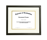 7x9 Matted Diploma Frame - Black with Gold Lines - Cream with Gold Matting