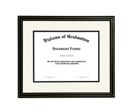 14x18 Matted Diploma Frame - Black with Gold Lines - Cream with Black Matting
