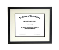 11x14 Matted Diploma Frame - Thin Satin Black - Cream with Black Matting