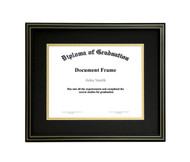 16x20 Matted Diploma Frame - Black with Gold Lines - Black with Gold Matting