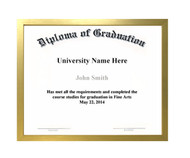 11x14 Diploma Frame - Gold (no matting)