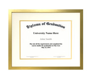11x14 Matted Diploma Frame - Gold - Cream with Gold Matting