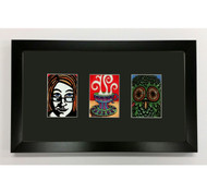 ACEO Picture Frame - fits three vertical ATC prints - thin black wood with black matting