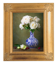 16x20 Antique Gold Finished Corner 2 1/2" Frame with Floral Corners