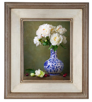 20x24 Silver Leaf Finished Corner 3" Frame With Ribbed Edges