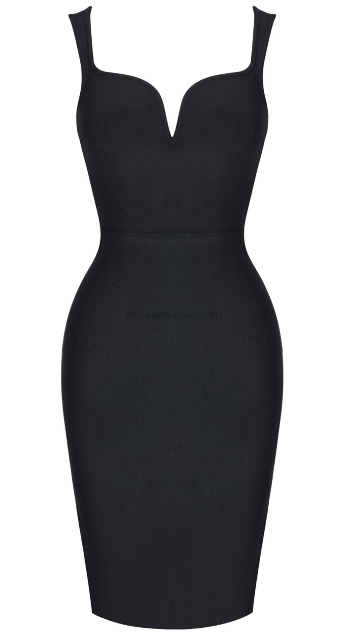 Sweetheart Neckline Midi Dress Black - Luxe Little Black Dresses and ...