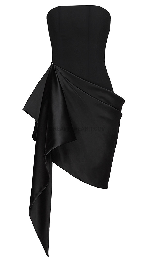 Strapless Draped Silk Dress Black - Luxe Little Black Dresses and Luxe ...