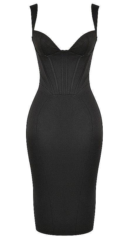 Corset Midi Dress Black - Luxe Midi Dresses and Celebrity Inspired Dresses