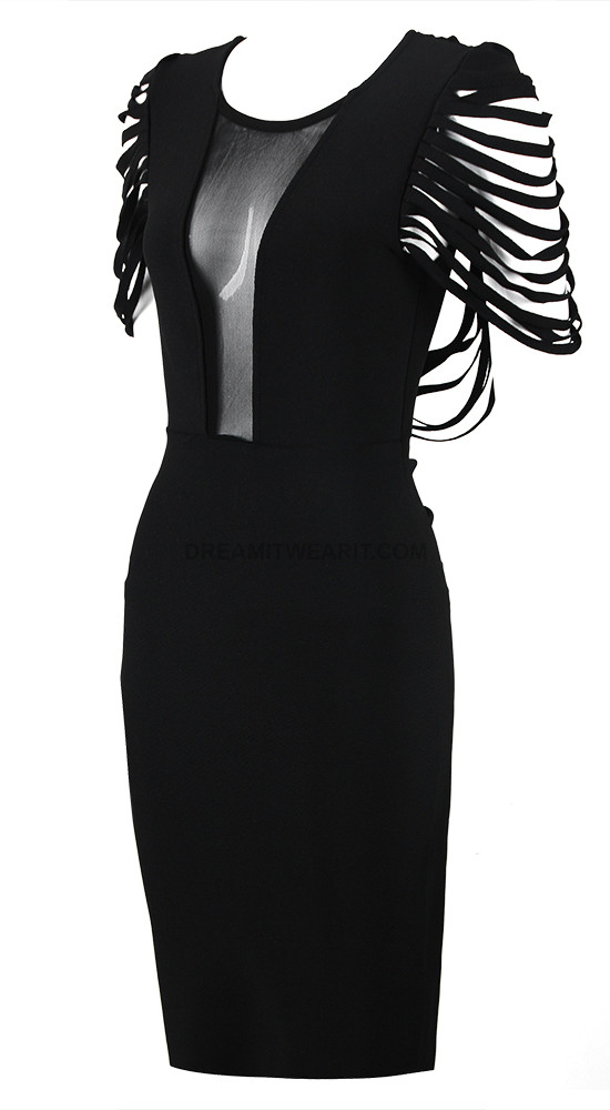 Shoulder Straps Mesh Midi Dress Black - Luxe Midi Dresses and Luxe ...