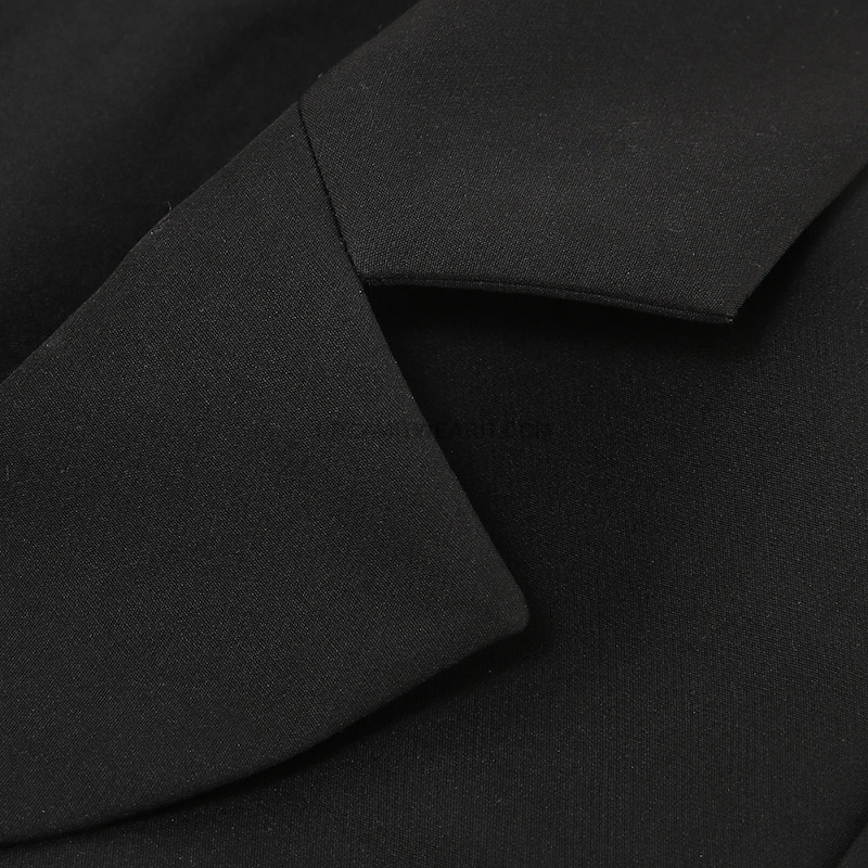 Long Sleeve Draped Silk Blazer Dress Black - Luxe Blazer Dresses and ...