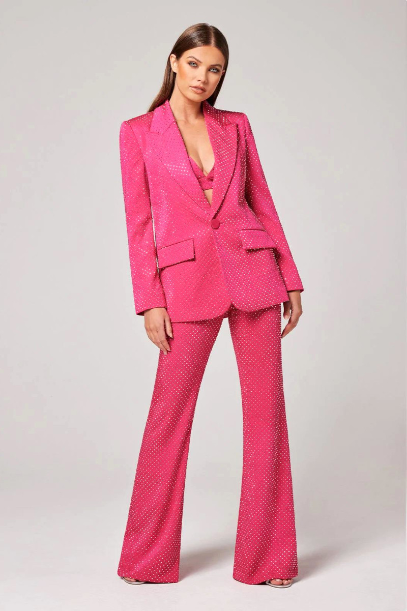 Sparkly Long Sleeve Three Piece Suit Hot Pink - Luxe Suits and Celebrity  Inspired Jumpsuits