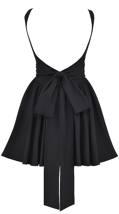 Skater Backless Bow Detail Dress Black - Luxe Mini Dresses and Luxe ...