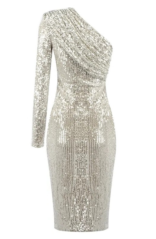 ＭＭ6 Silver mirrored one-shoulder dress MM6 Maison Margiela DRESS - Occasion wear - silver/silver