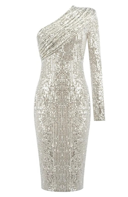 One_Sleeve_Draped_Sequin_Midi_