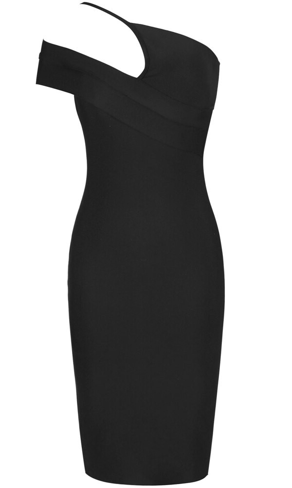 Asymmetric Bardot Midi Dress Black - Luxe Midi Dresses and Luxe Party ...