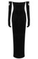 Crystal Bustier Strapless Maxi Velvet Dress Black