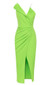 One Shoulder Draped Asymmetric Midi Dress Green